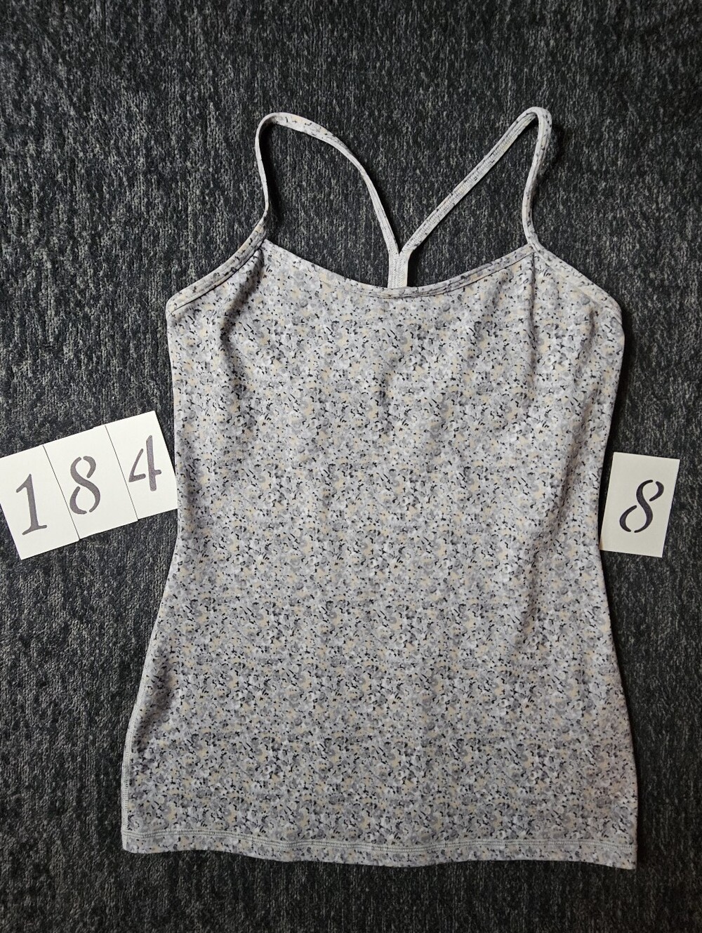 Lululemon Floral Print Lightweight Cami Tank Top - White/gray